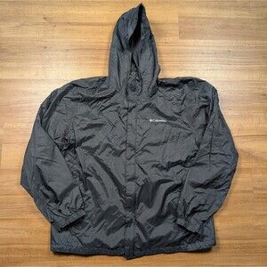 Columbia Omni-Tech Rain Jacket Mens XL Black Hooded Waterproof Coat Outdoor